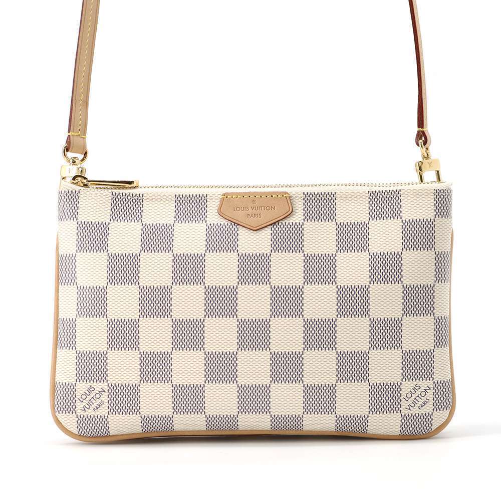 Louis Vuitton Damier Azur White Pochette Double Zip Shoulder Bag
